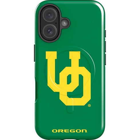 University of Oregon UO on Green iPhone 16 Plus Magsafe Impact Case